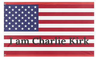 A mockup of the custom flag 'Charlie Kirk USA flag' on a white background