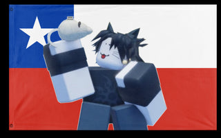 A mockup of the custom flag 'chileantwotime flag' on a white background