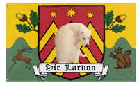 A mockup of the custom flag 'Sir Lardon flag' on a white background