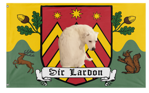A mockup of the custom flag 'Sir Lardon flag' on a white background