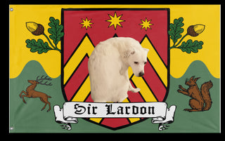 A mockup of the custom flag 'Sir Lardon flag' on a white background