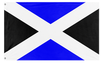 A mockup of the custom flag 'grudging owl flag' on a white background