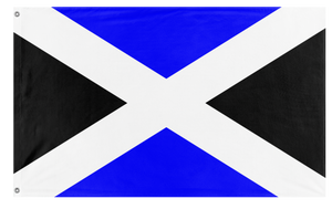 A mockup of the custom flag 'grudging owl flag' on a white background