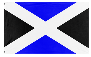 A mockup of the custom flag 'grudging owl flag' on a white background