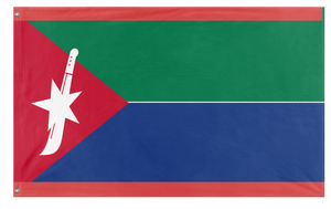 A mockup of the custom flag 'People's Republic of Anglo-Djibouti flag' on a white background