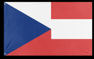 A mockup of the custom flag 'Czech Austria flag' on a white background