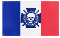A mockup of the custom flag 'Croix-de-Feu flag' on a white background