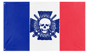 A mockup of the custom flag 'Croix-de-Feu flag' on a white background
