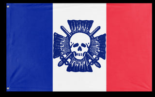 A mockup of the custom flag 'Croix-de-Feu flag' on a white background