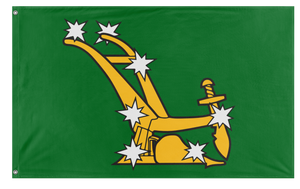A mockup of the custom flag 'Starry Plough flag' on a white background