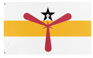 A mockup of the custom flag 'Raised fist flag' on a white background