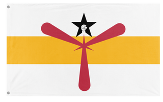 A mockup of the custom flag 'Raised fist flag' on a white background