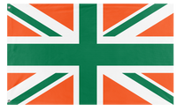 A mockup of the custom flag 'Irish Kingdom flag' on a white background