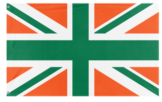 A mockup of the custom flag 'Irish Kingdom flag' on a white background