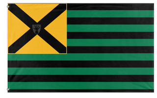 A mockup of the custom flag 'S. A. J. flag' on a white background