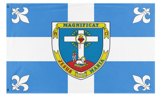 A mockup of the custom flag 'Apostles of Infinite Love flag' on a white background