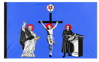 A mockup of the custom flag 'Apostolic Realm of Evangelical Catholicism flag' on a white background