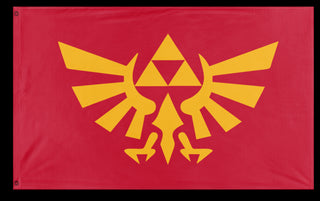A mockup of the custom flag 'Hyrule flag' on a white background