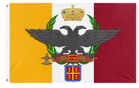 A mockup of the custom flag 'My Roman Empire flag' on a white background