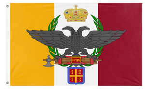 A mockup of the custom flag 'My Roman Empire flag' on a white background