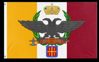 A mockup of the custom flag 'My Roman Empire flag' on a white background