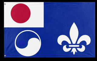 A mockup of the custom flag 'French Colony of Japan flag' on a white background