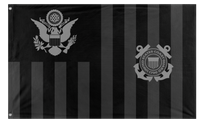 A mockup of the custom flag 'Black US Coast Guard flag' on a white background