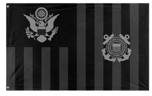 A mockup of the custom flag 'Black US Coast Guard flag' on a white background