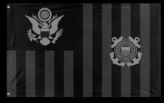 A mockup of the custom flag 'Black US Coast Guard flag' on a white background