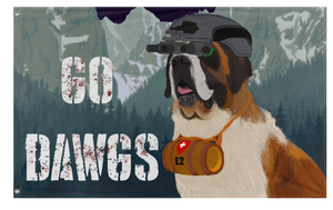 A mockup of the custom flag 'brewdawg double flag' on a white background