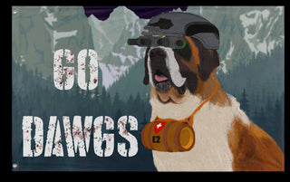 A mockup of the custom flag 'brewdawg double flag' on a white background