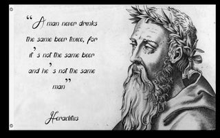 A mockup of the custom flag 'Heraclitus flag' on a white background
