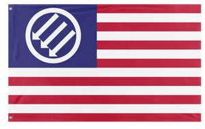 A mockup of the custom flag 'American Iron Front flag' on a white background
