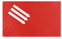 A mockup of the custom flag 'Flag of the Iron Front flag' on a white background