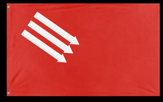 A mockup of the custom flag 'Flag of the Iron Front flag' on a white background