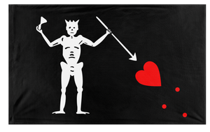 A mockup of the custom flag 'Blackbeard flag' on a white background
