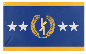 A mockup of the custom flag 'Federitive Gemini flag' on a white background