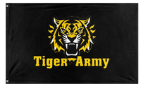 A mockup of the custom flag 'Tiger Army flag' on a white background