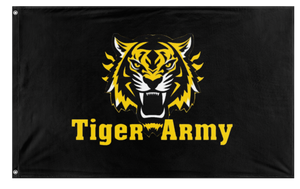 A mockup of the custom flag 'Tiger Army flag' on a white background