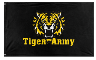 A mockup of the custom flag 'Tiger Army flag' on a white background