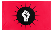 A mockup of the custom flag 'soleil noir flag' on a white background