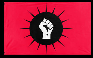 A mockup of the custom flag 'soleil noir flag' on a white background