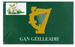 A mockup of the custom flag 'Harp of Eirinn flag' on a white background