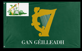 A mockup of the custom flag 'Harp of Eirinn flag' on a white background