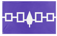 A mockup of the custom flag 'Iroquois Confederacy Flag' on a white background