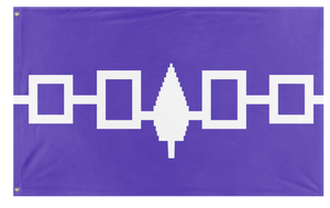 A mockup of the custom flag 'Iroquois Confederacy Flag' on a white background