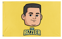 A mockup of the custom flag 'The Rizzler flag' on a white background