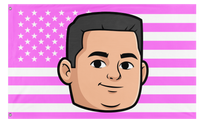 A mockup of the custom flag 'American Rizzler flag' on a white background