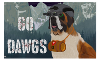A mockup of the custom flag 'small brewdawg flag' on a white background