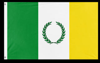 A mockup of the custom flag 'Timbio flag' on a white background